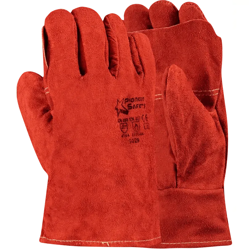 50mm 2.5'' Heat resistant reinforced Kevlar red leather welding gloves