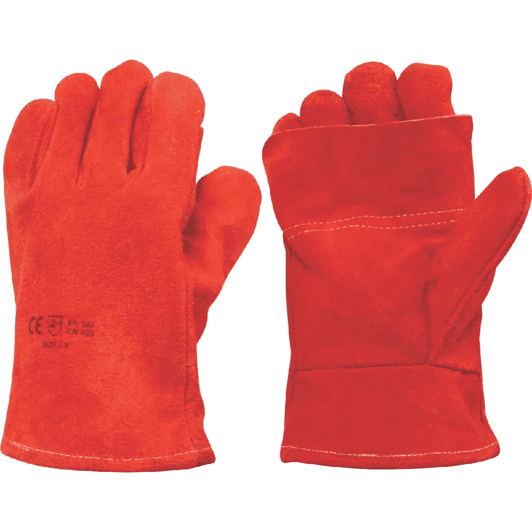 50mm 2.5'' Heat resistant reinforced Kevlar red leather welding gloves