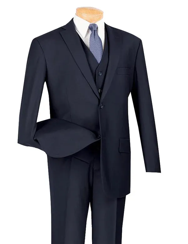 (50R)  Braveman Navy 3-Piece Regular Fit Suit Solid Color Stretch