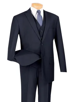 (50R)  Braveman Navy 3-Piece Regular Fit Suit Solid Color Stretch