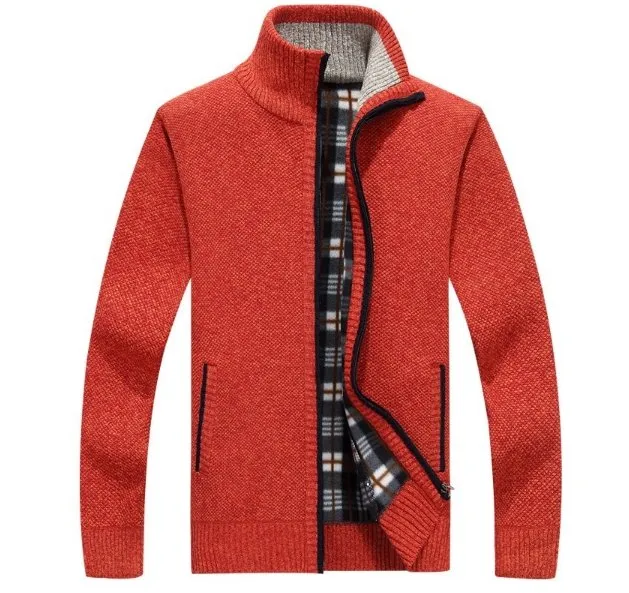 Autumn men's knit sweater sleeves plus velvet top sweater jacket
