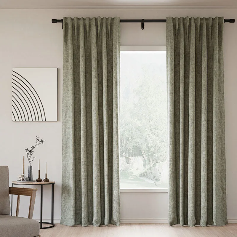 Beige White | Lille Linen Blackout Curtains Natural Modern Custom Drapes | Soft Top Back Tab