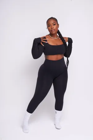 Black Cropped Mini Scoop Top PRESALE