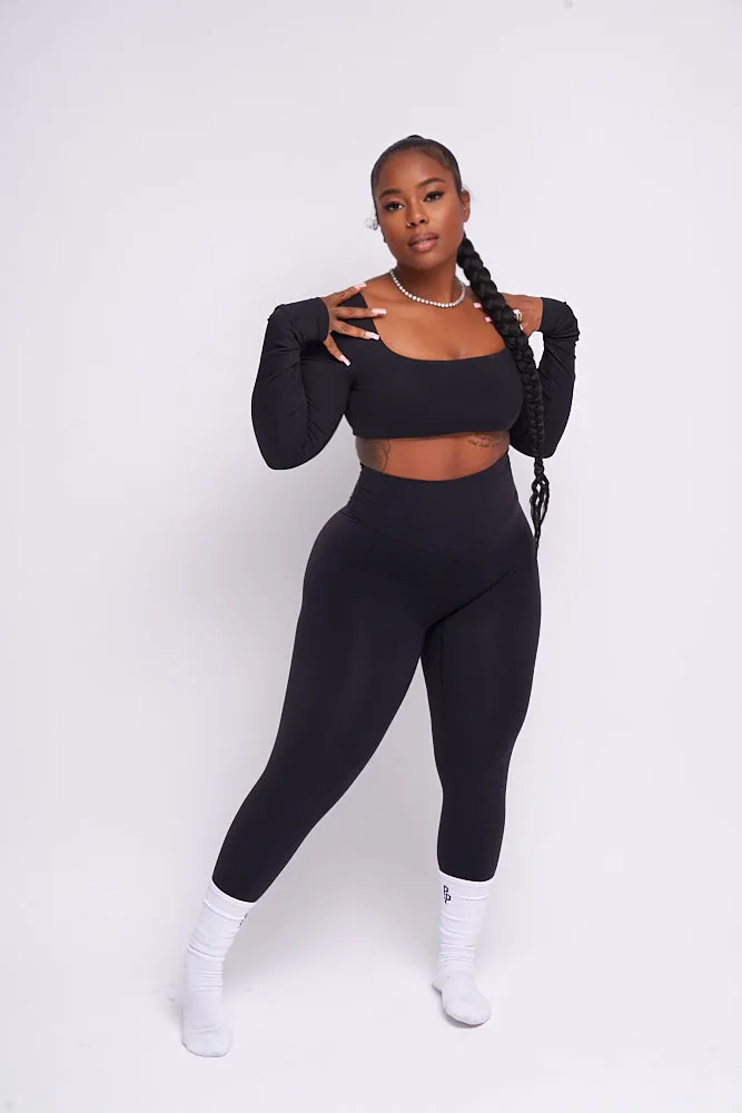 Black Cropped Mini Scoop Top PRESALE