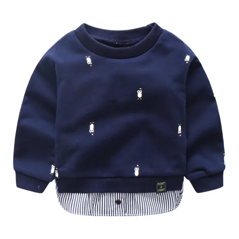 Cartoon Animal Print Patchwork 2 Pcs Sweatshirt For Kids