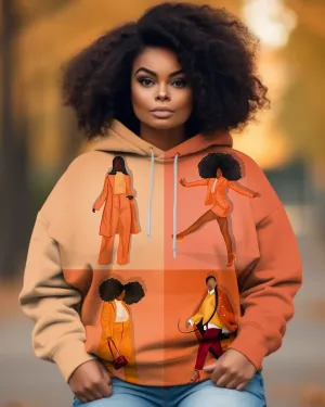Confident Girls Cartoon Print Unisex Long-sleeved Hoodie