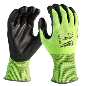 General Purpose Gloves - Milwaukee® High-Visibility Cut Level 4 Polyurethane Dipped Gloves, 48-73-894