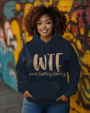 Gold WTF Wine Turkey Family Long-sleeved Hoodie