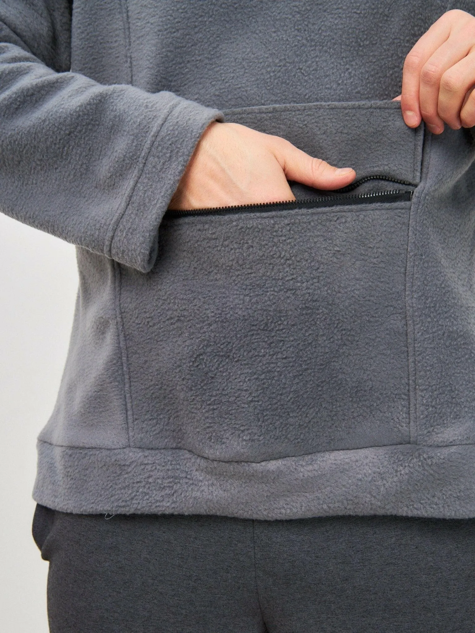 Grey Fleece hoodie CATRAINM
