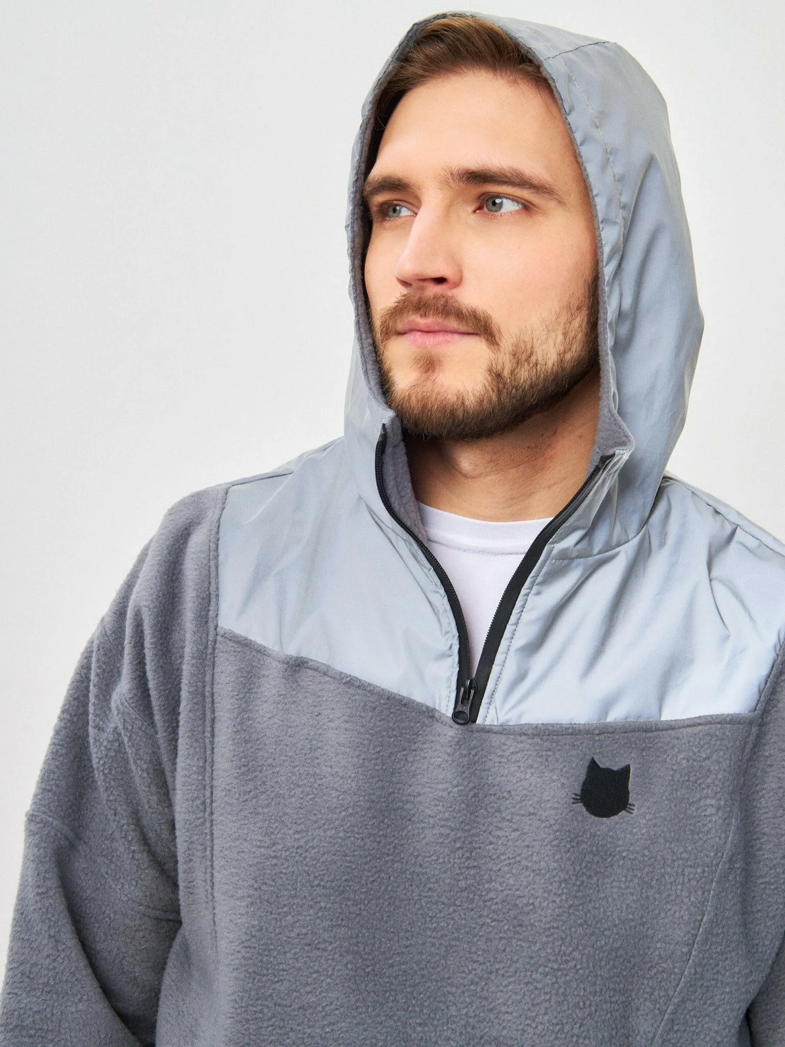 Grey Fleece hoodie CATRAINM