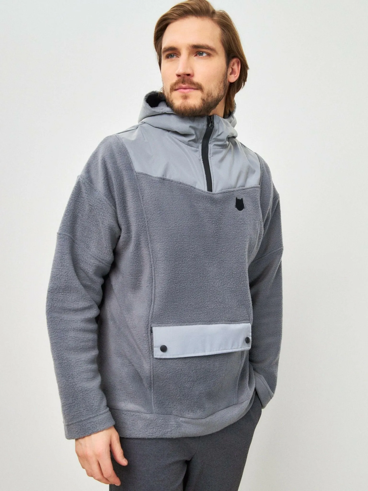 Grey Fleece hoodie CATRAINM