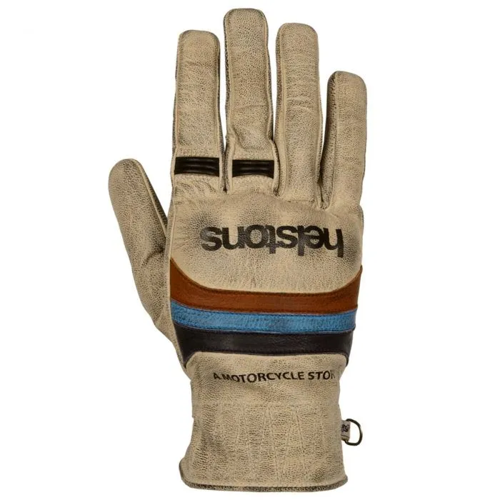 HELSTONS MORA SUMMER LEATHER MOTORCYCLE GLOVE - BEIGE/BLUE/RED
