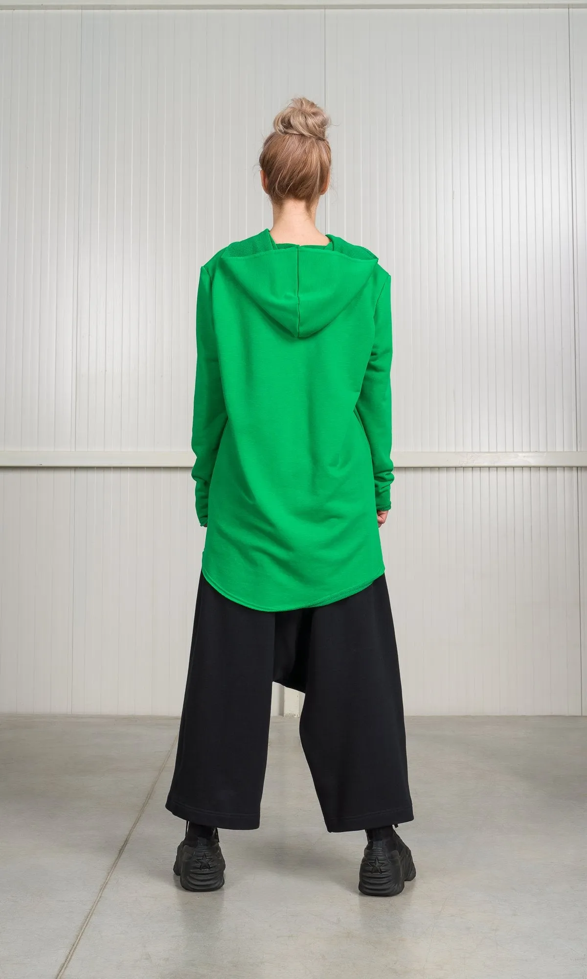 Hooded Sweatshirt with Asymmetric Overlap Front