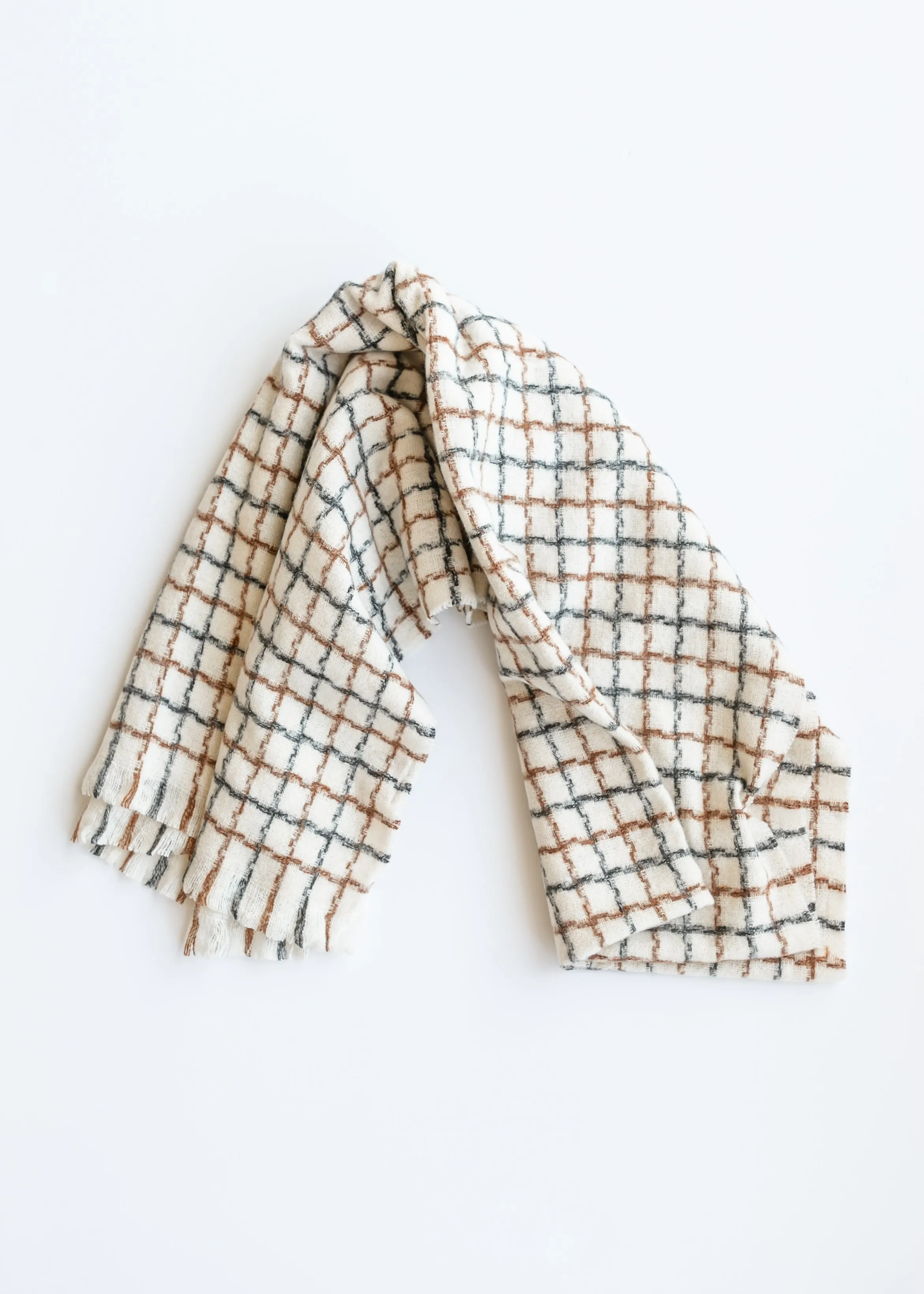 Ivory Minimal Windowpane Scarf - FINAL SALE