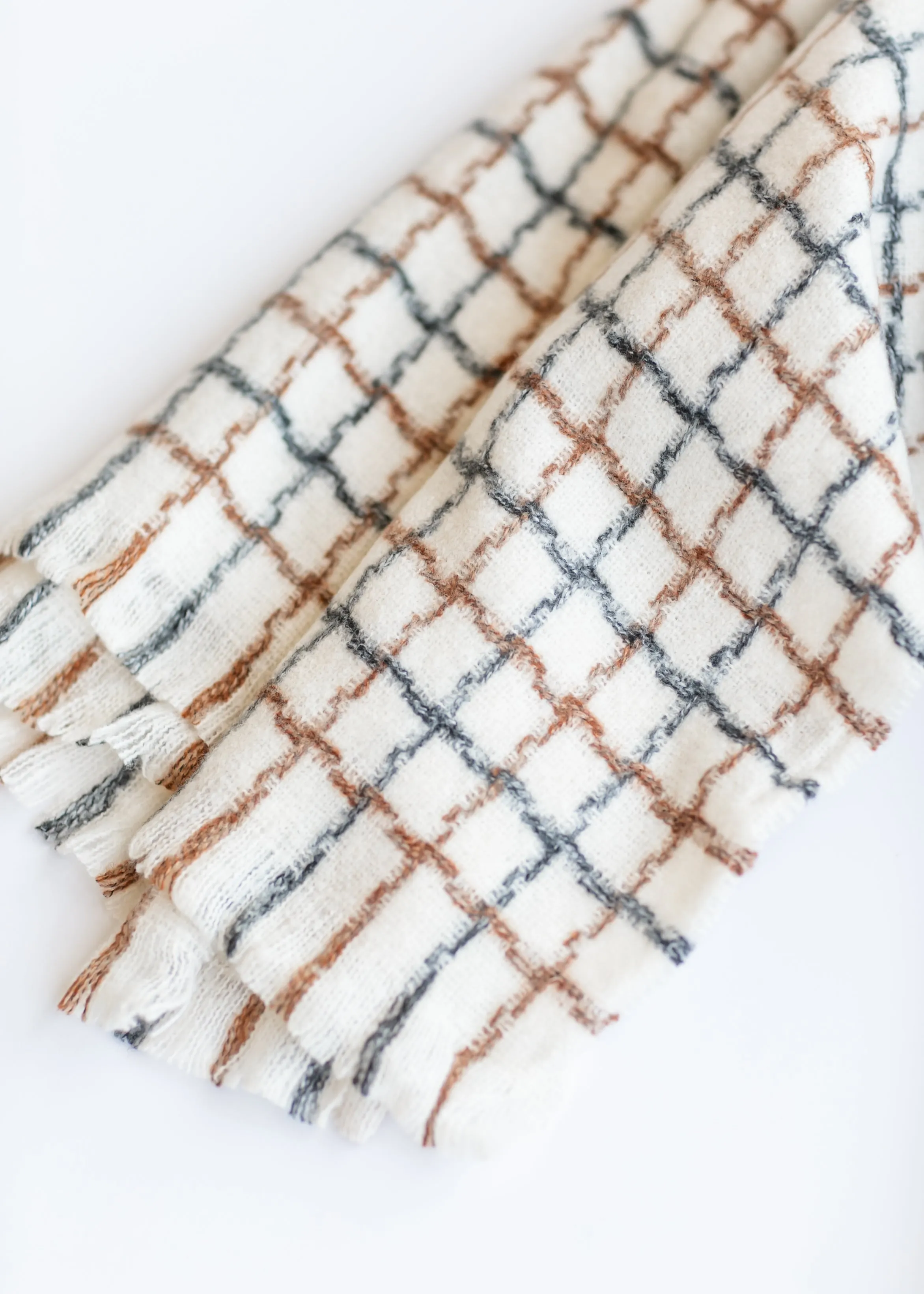Ivory Minimal Windowpane Scarf - FINAL SALE