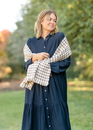 Ivory Minimal Windowpane Scarf - FINAL SALE