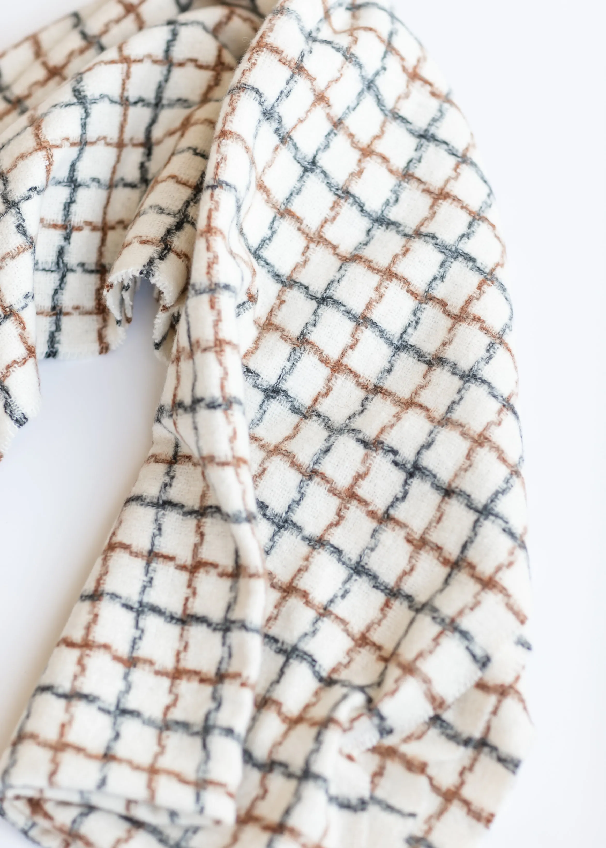 Ivory Minimal Windowpane Scarf - FINAL SALE