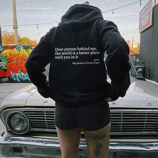Letter Print Casual Hoodie
