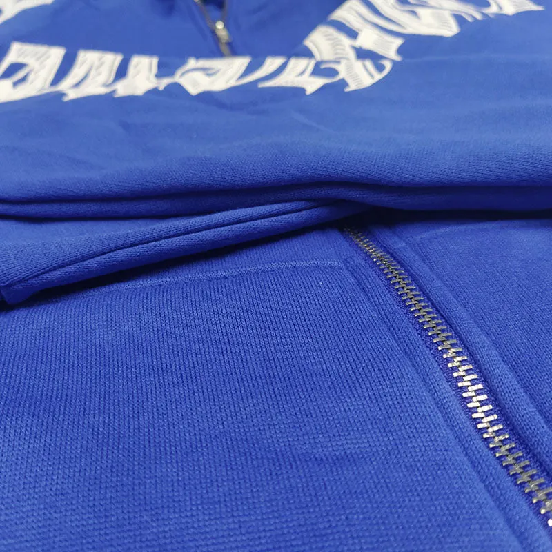 Letter Print Zip Up Hoodie