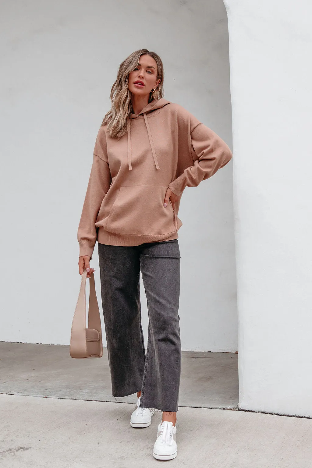 Light Brown Cashmere Hooded Sweater