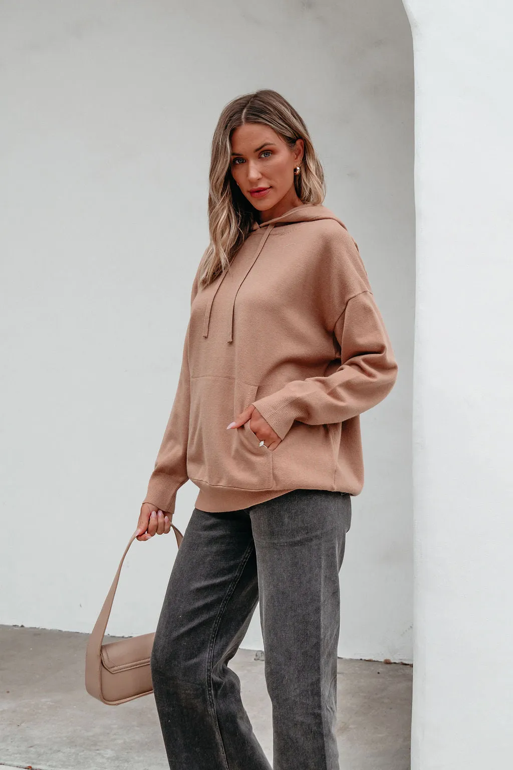 Light Brown Cashmere Hooded Sweater