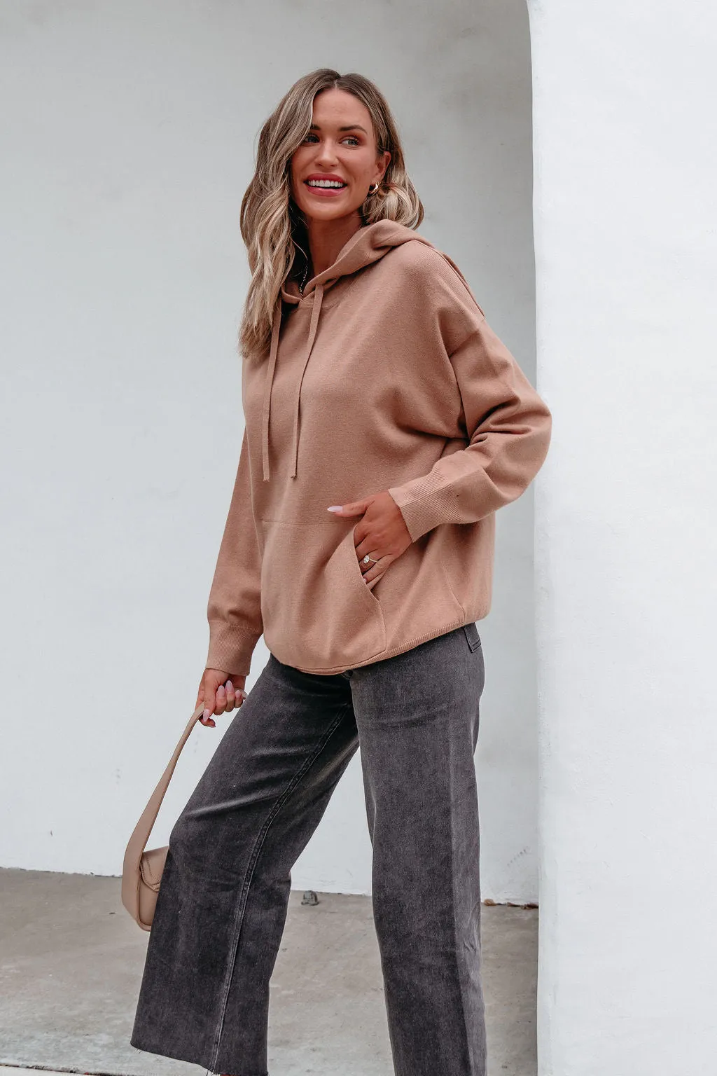 Light Brown Cashmere Hooded Sweater