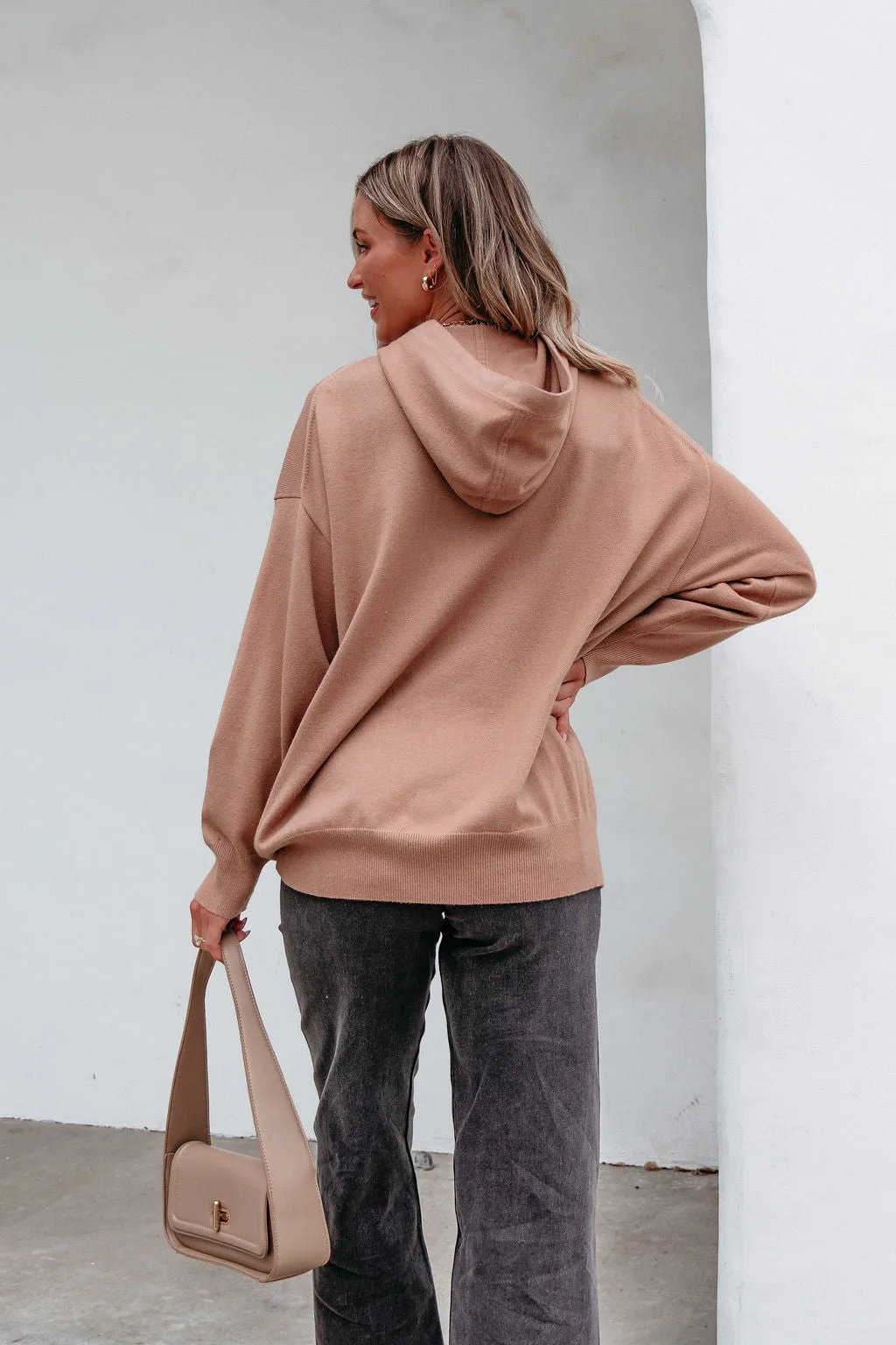 Light Brown Cashmere Hooded Sweater