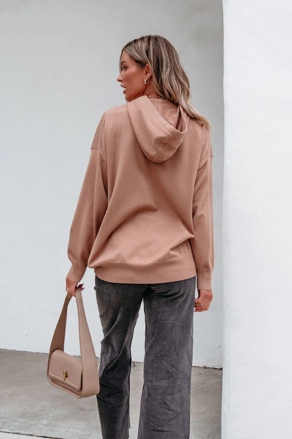 Light Brown Cashmere Hooded Sweater