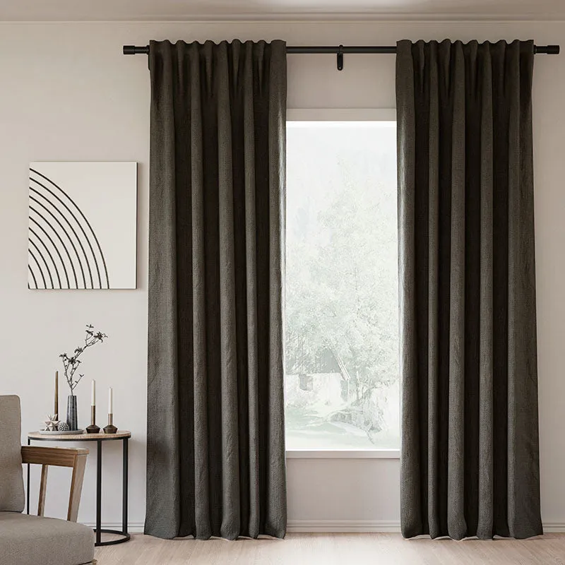 Pink Lemonade | Lille Linen Blackout Curtains Natural Modern Custom Drapes | Soft Top Back Tab