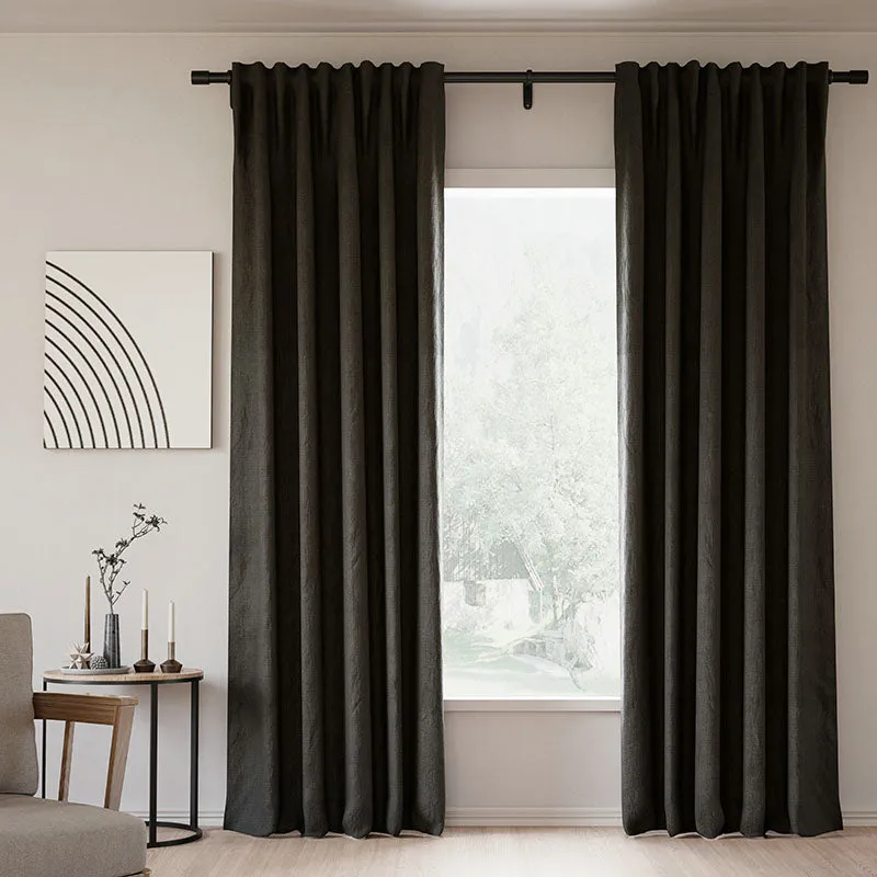 Pink Lemonade | Lille Linen Blackout Curtains Natural Modern Custom Drapes | Soft Top Back Tab