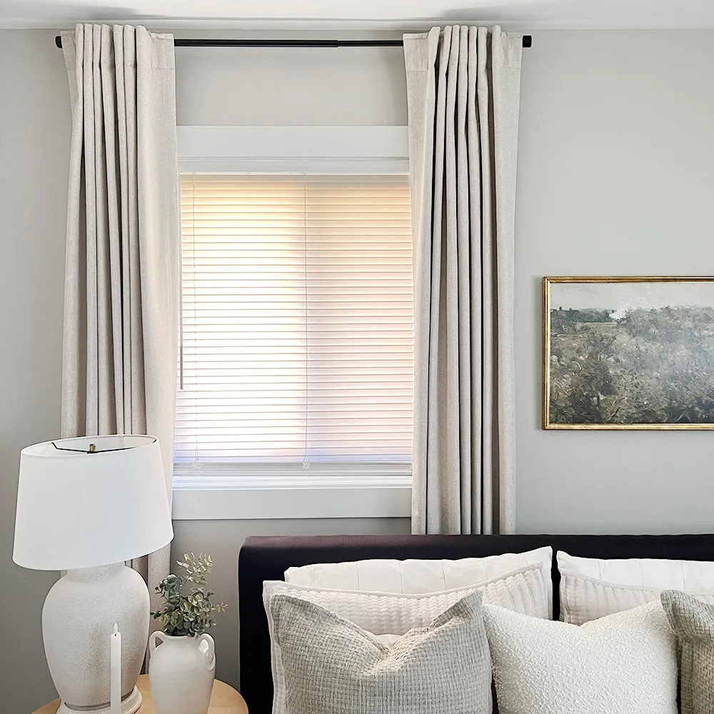 Pink Lemonade | Lille Linen Blackout Curtains Natural Modern Custom Drapes | Soft Top Back Tab
