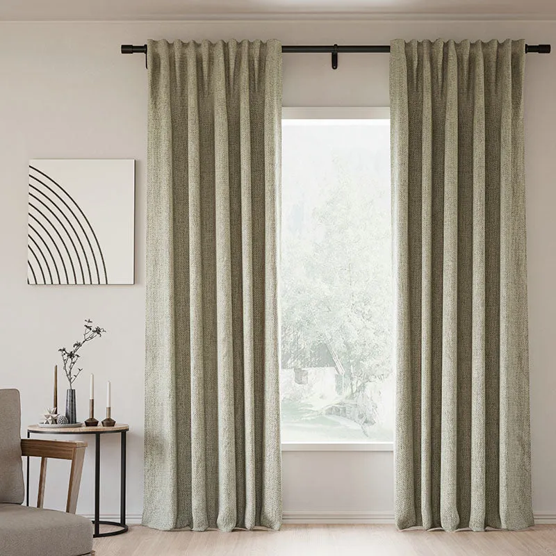 Pink Lemonade | Lille Linen Blackout Curtains Natural Modern Custom Drapes | Soft Top Back Tab