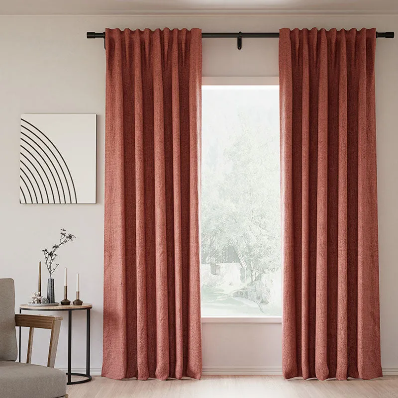 Pink Lemonade | Lille Linen Blackout Curtains Natural Modern Custom Drapes | Soft Top Back Tab