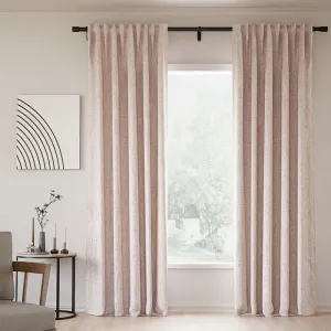 Pink Lemonade | Lille Linen Blackout Curtains Natural Modern Custom Drapes | Soft Top Back Tab