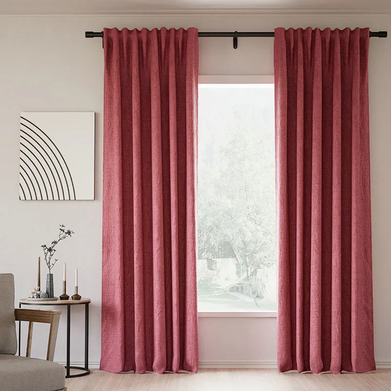 Pink Lemonade | Lille Linen Blackout Curtains Natural Modern Custom Drapes | Soft Top Back Tab