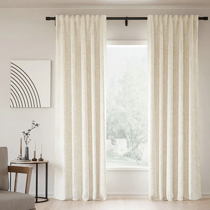 Pink Lemonade | Lille Linen Blackout Curtains Natural Modern Custom Drapes | Soft Top Back Tab