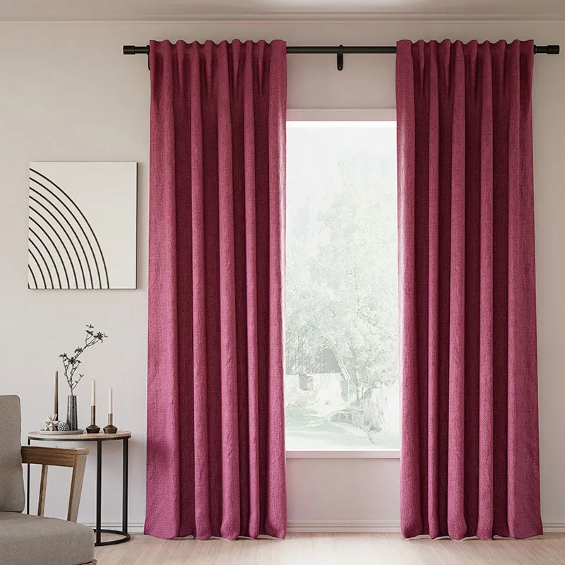 Pink Lemonade | Lille Linen Blackout Curtains Natural Modern Custom Drapes | Soft Top Back Tab