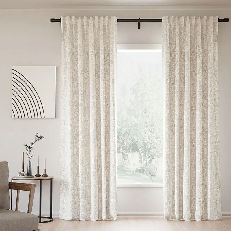 Pink Lemonade | Lille Linen Blackout Curtains Natural Modern Custom Drapes | Soft Top Back Tab