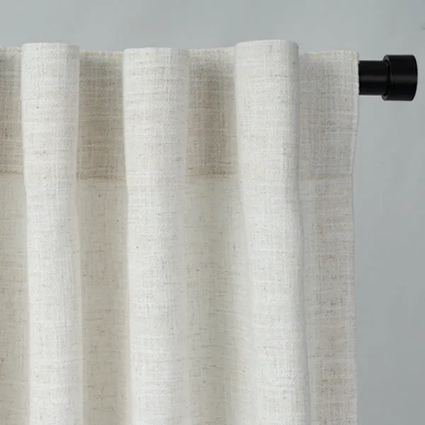 Pink Lemonade | Lille Linen Blackout Curtains Natural Modern Custom Drapes | Soft Top Back Tab