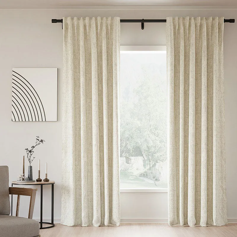 Pink Lemonade | Lille Linen Blackout Curtains Natural Modern Custom Drapes | Soft Top Back Tab
