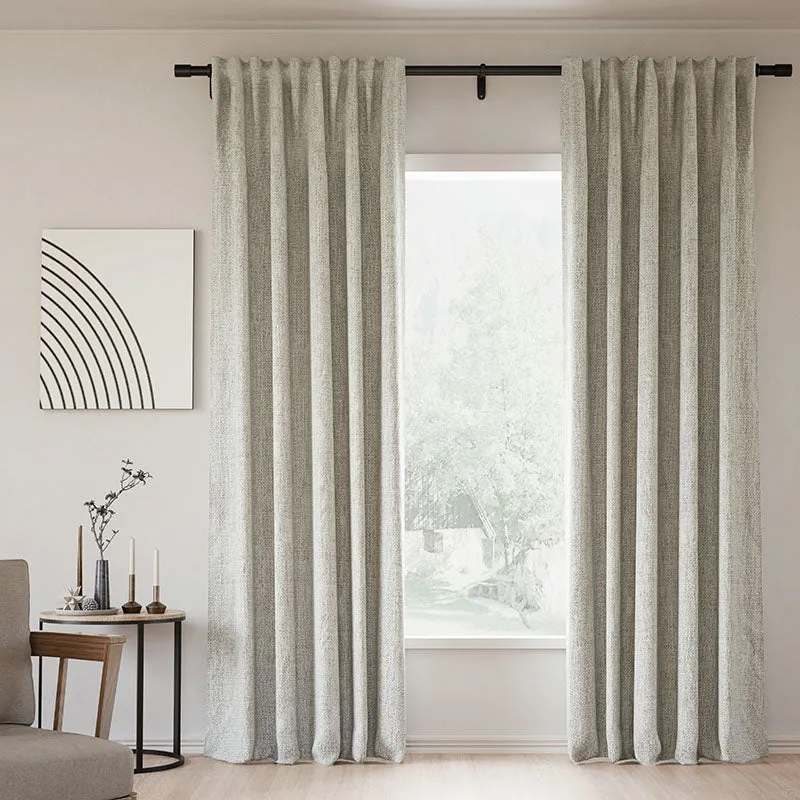 Pink Lemonade | Lille Linen Blackout Curtains Natural Modern Custom Drapes | Soft Top Back Tab