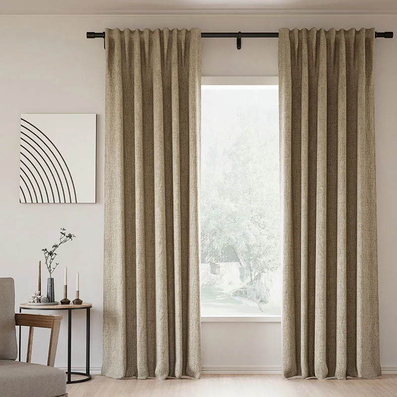 Pink Lemonade | Lille Linen Blackout Curtains Natural Modern Custom Drapes | Soft Top Back Tab