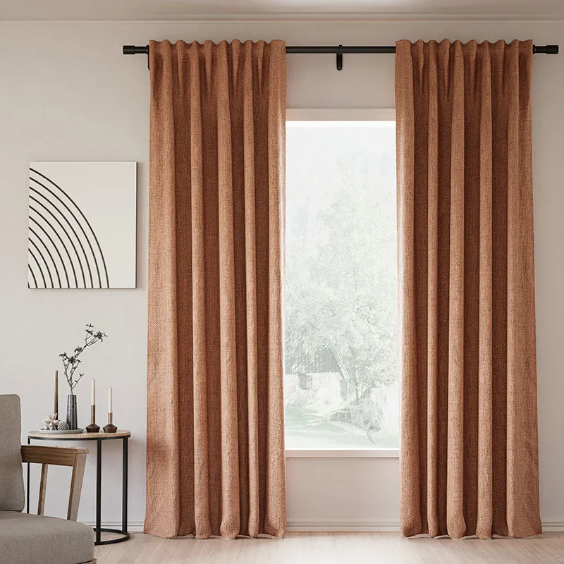 Pink Lemonade | Lille Linen Blackout Curtains Natural Modern Custom Drapes | Soft Top Back Tab