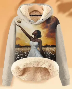 Plush and Warm Crown Queen Long-sleeved Hoodie