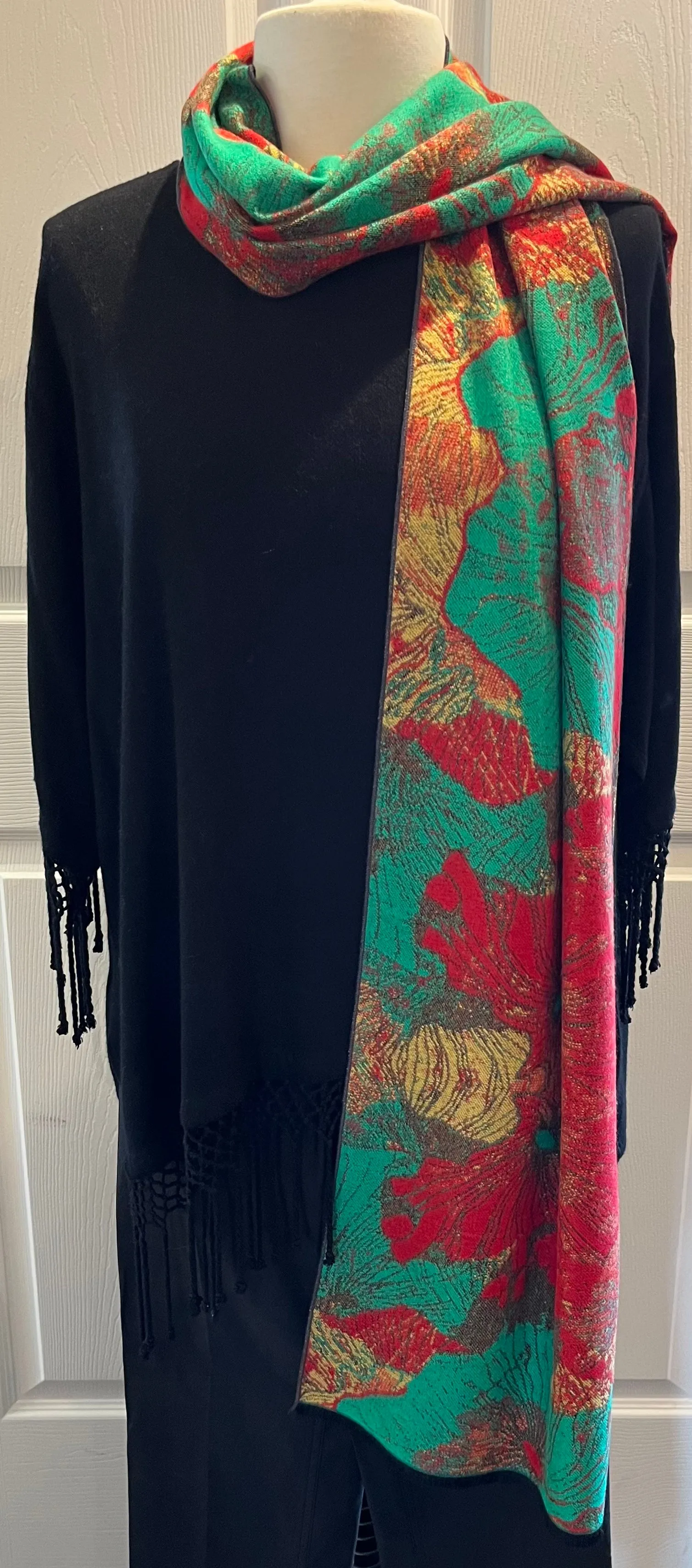 Red & Green Reversible Cashmere Scarf