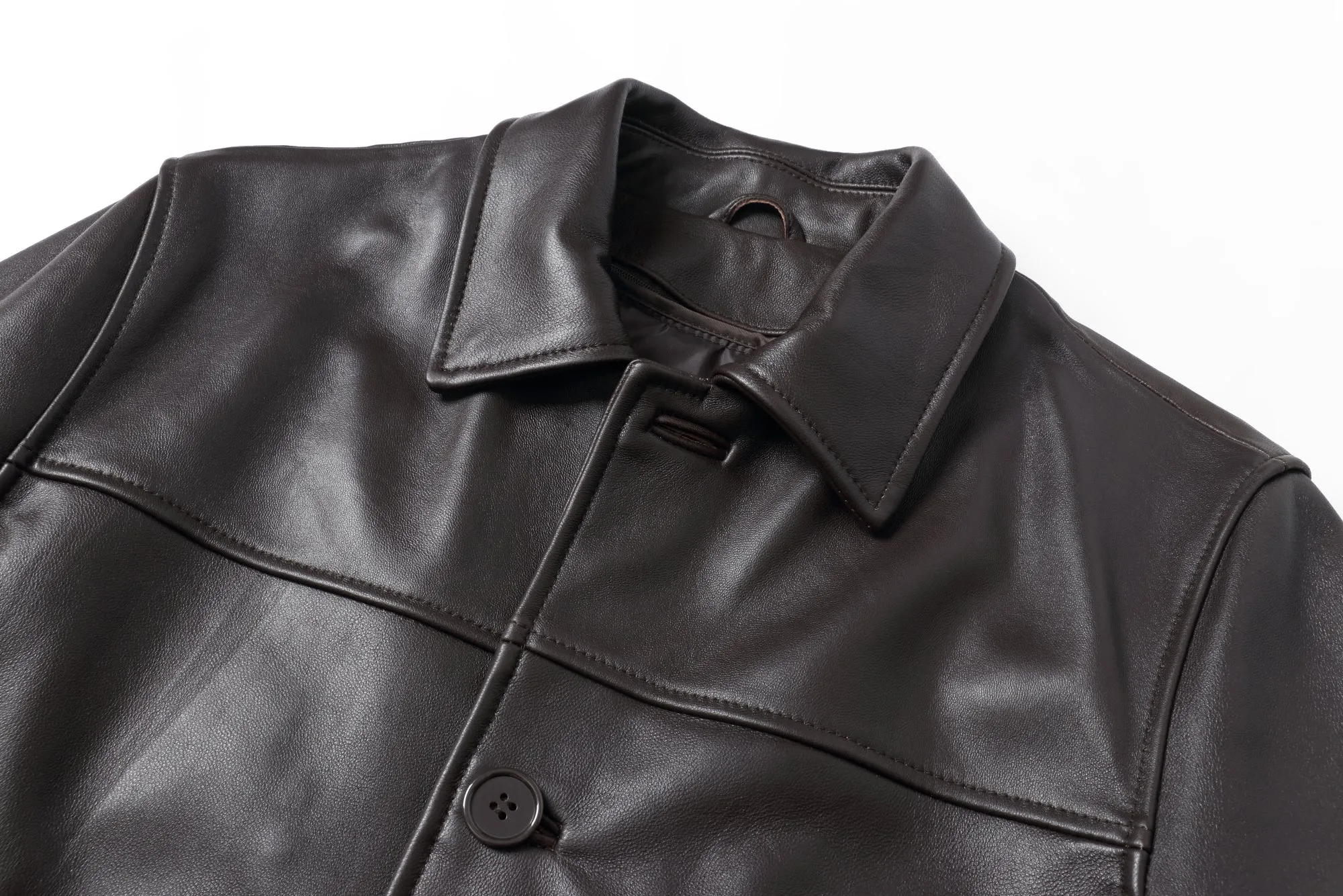 REED EST. 1950 Men's Jacket Genuine Lambskin Leather Four Button Car Coat - Imported