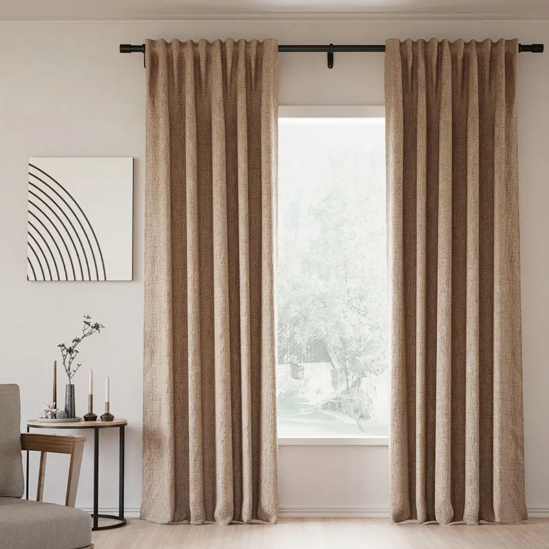 Rock Grey | Lille Linen Blackout Curtains Natural Modern Custom Drapes | Soft Top Back Tab