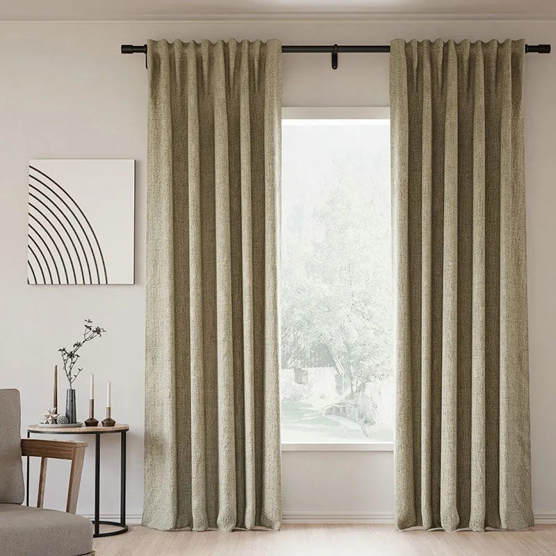 Rock Grey | Lille Linen Blackout Curtains Natural Modern Custom Drapes | Soft Top Back Tab