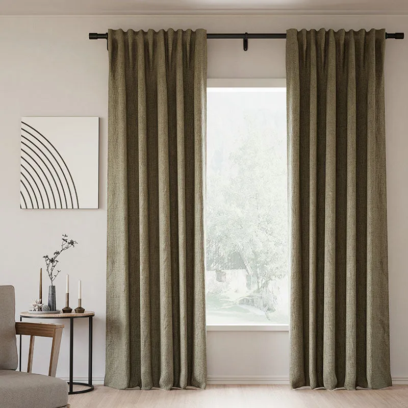 Rock Grey | Lille Linen Blackout Curtains Natural Modern Custom Drapes | Soft Top Back Tab