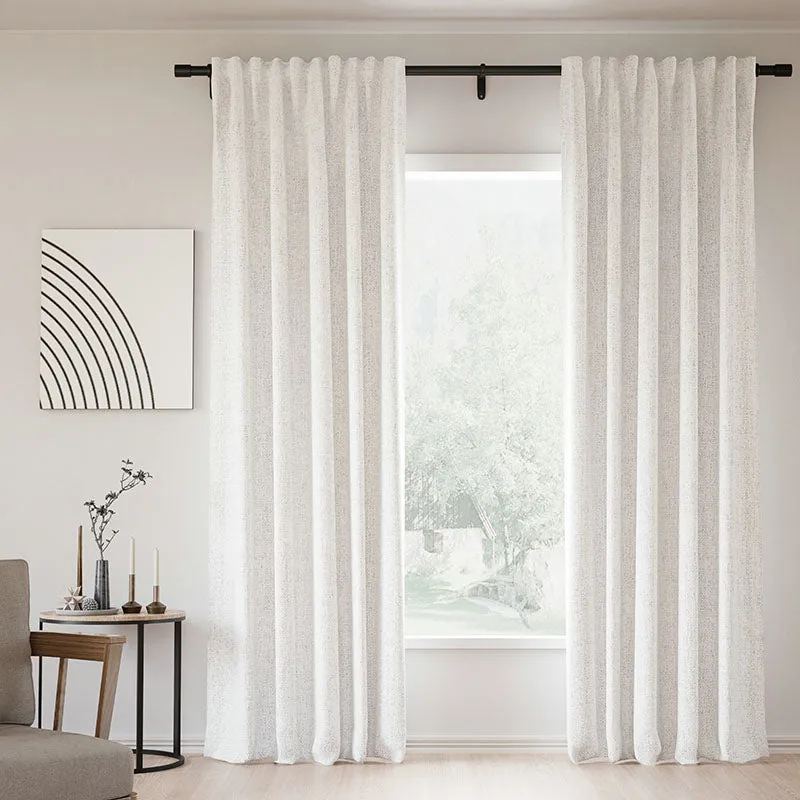 Rock Grey | Lille Linen Blackout Curtains Natural Modern Custom Drapes | Soft Top Back Tab